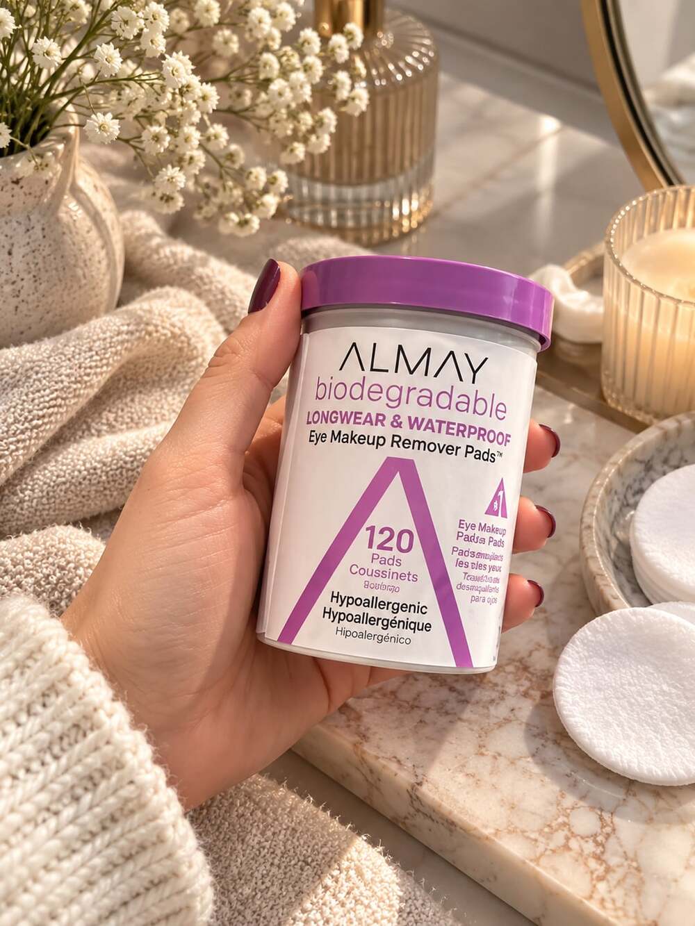 Almay Biodegradable Longwear Waterproof Eye Makeup Remover Pads 120 Count